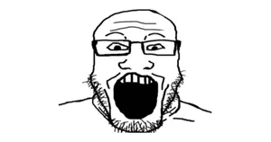 markiplier soyjak, animated, forehead lines, glasses, looking at you, nigger, open mouth, stubble, yelling