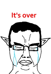 chudjak, chudjak front, its over, closed eyes, closed mouth, crying, ear, elf, glasses, hair