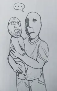 gapejak, babyjak, evanjak, babyjak, 2soyjaks, bald, drawing, glasses, irl background, ominous