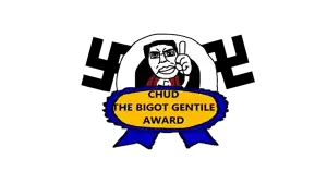 sonic the hedgehog, chudjak, award, chud, closed mouth, clothes, glasses, looking at you, nazism, pointing