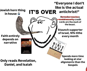 impish soyak ears, its over, book, christianity, closed eyes, closed mouth, ear, horns, its over (phrase), left behind (book)