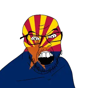 feraljak, angry, arizona, flag, glasses, hair, looking at you, mustache, open mouth, soyjak