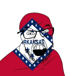 feraljak, angry, arkansas, flag, glasses, hair, looking at you, mustache, open mouth, soyjak