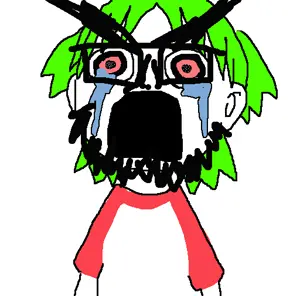 cryboy soyjak, 4chan, angry, anime, bloodshot eyes, clothes, crying, glasses, green hair, hair