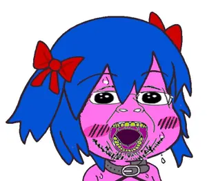 bury pink gril, bernd, oh my god she is so attractive, /s4s/, blue hair, glasses, hair, open mouth, pink, pink skin