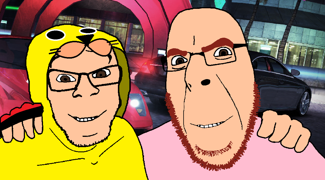 cobson, feraljak, no more brother wars, 2soyjaks, beard, brown eyes, closed mouth, clothes, friendship, ginger