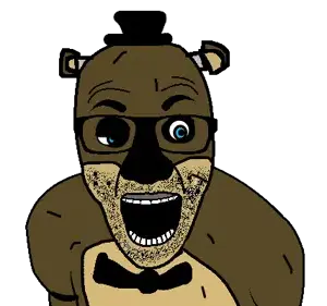 freddy fazbear, el perro rabioso, animatronic, bear, blue eyes, bowtie, clothes, ear, glasses, hat