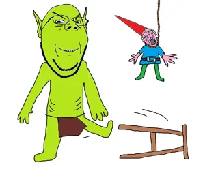 gapejak, cobson face, gnome, goblin, green skin, soyjak