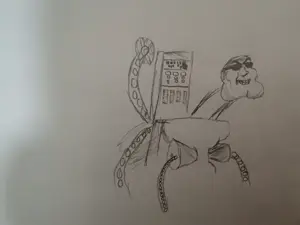 meximutt, mexiaryan, drawing, glasses, hair, pencil drawing, smile, soyjak, sunglasses, tendril toilet