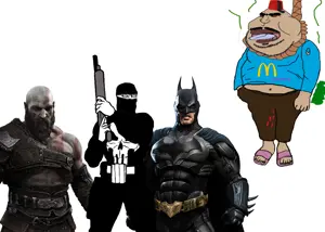 Kratos, Batman and Z BTFO AstroFIEND.png
