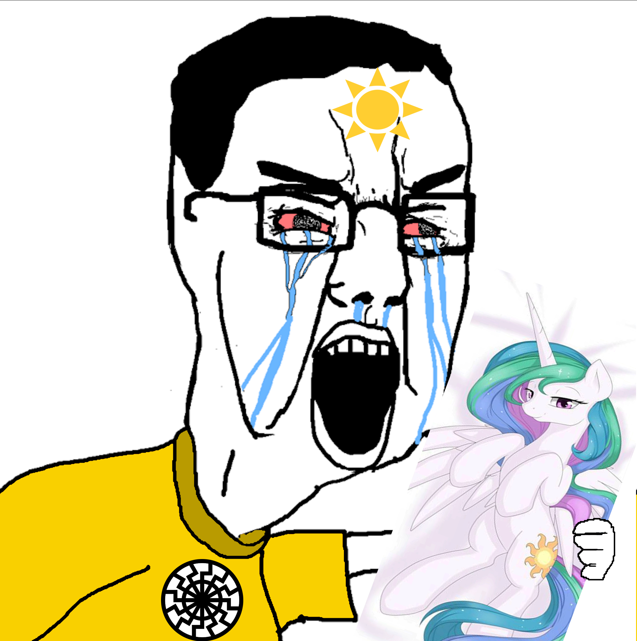 chudjak, angry, animal, bloodshot eyes, chud, clothes, crying, dakimakura, facial mark, forehead mark