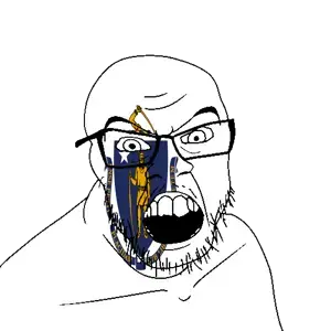 feraljak, angry, bow, flag, glasses, hair, holding object, latin text, looking at you, massachusetts