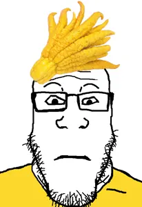 dersoylentdrinker, markiplier soyjak, neutralplier, objectplier, buddha's hand, closed mouth, clothes, food, foodjak, fruit