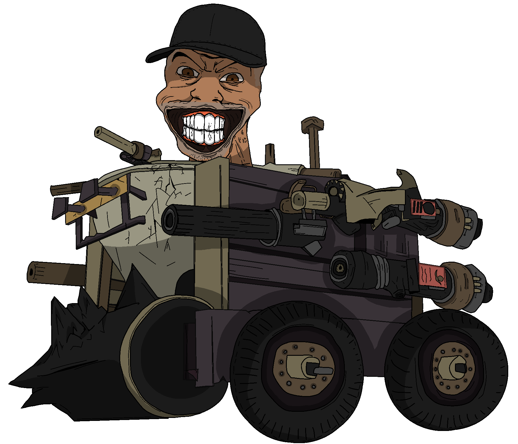 sisa9000, feraljak, armor, balding, baseball cap, beam, black hat, blaster, bumper, cannon