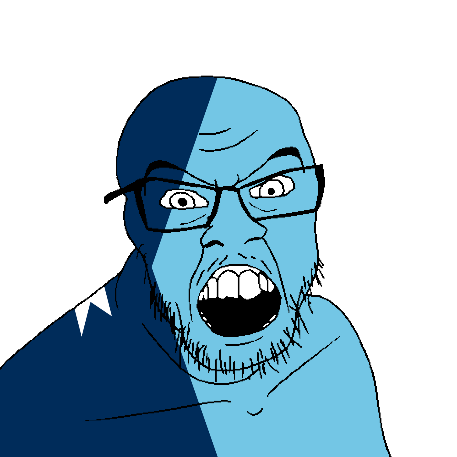 feraljak, angry, flag, glasses, hair, looking at you, minnesota, mustache, open mouth, soyjak