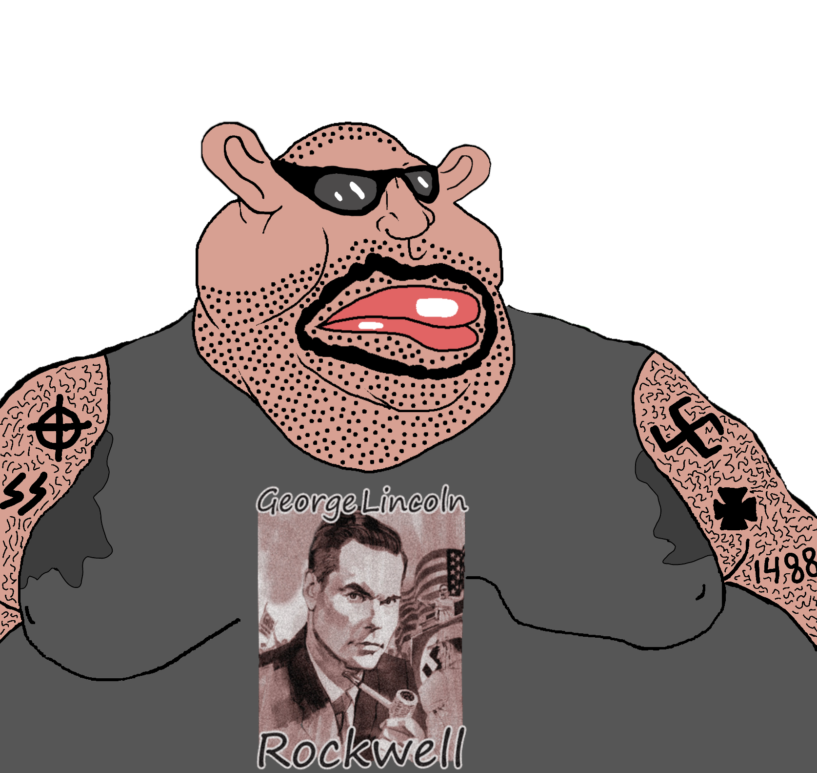 meximutt, amerimutt, 1488, brown skin, celtic cross, closed mouth, clothes, ear, fat, fixed