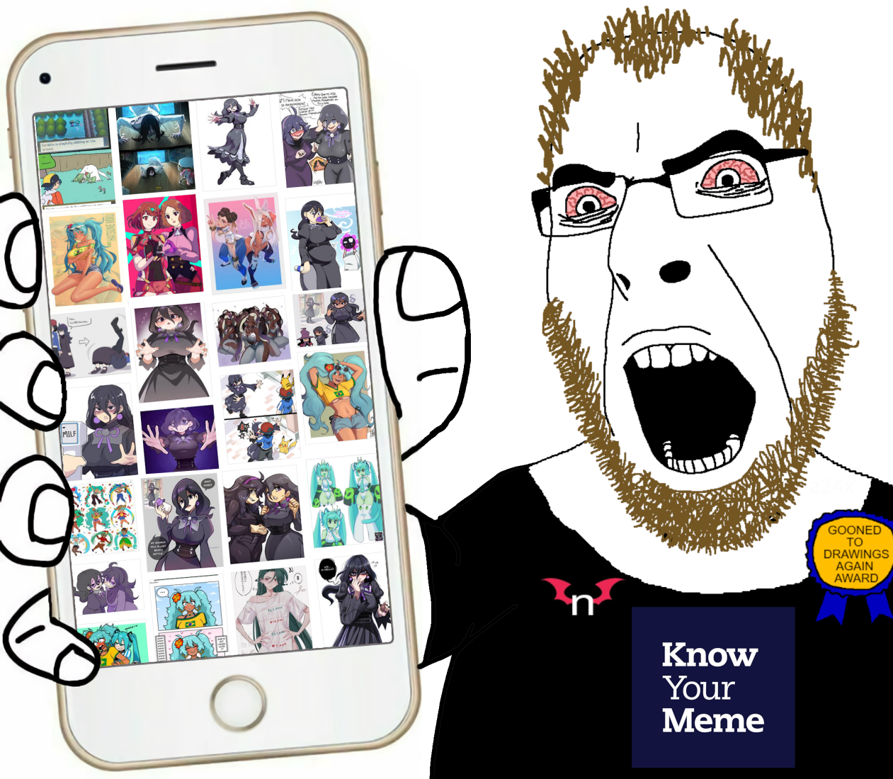 conservativewaluigi, hatsune miku, cobson, award, beard, black shirt, brazilian miku, brown hair, gardevoir, ghost