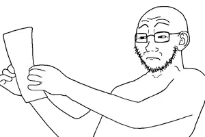 soyak, soyak read, arm, body, concerned, ear, glasses, hands, paper, soyjak