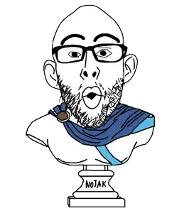 nojak, bust, clothes, ear, glasses, open mouth, soyjak, statue, stubble, text