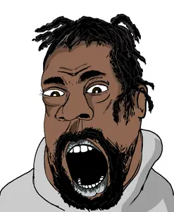 cobson, beard, black skin, hair, hoodie, kendrick lamar, open mouth, soyjak