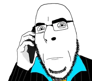 cobson, blue shirt, chain, clothes, glasses, gold chain, phone, striped clothing, stubble, suit