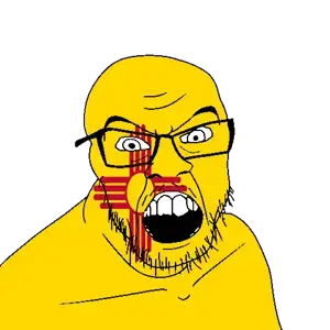 feraljak, angry, flag, glasses, hair, looking at you, mustache, new mexico, open mouth, soyjak