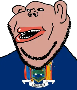 impish soyak ears, impish amerimutt, amerimutt, black sclera, brown skin, clothes, ear, flag, hair, latin text