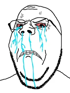 gapejak, wholesome soyjak, bloodshot eyes, cleavage, crying, tear