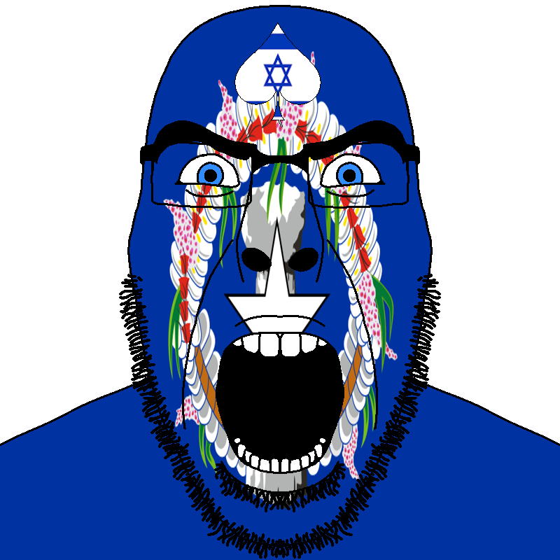 cobson, cobson front2, spadeson, spadeson, angry, beard, blue eyes, bushy eyebrows, facial mark, flag
