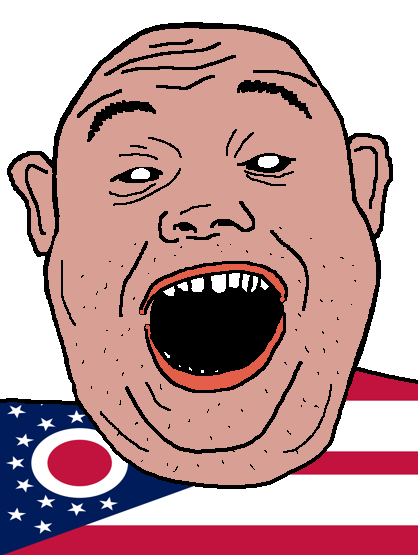alicia, amerimutt, black sclera, clothes, ear, flag, hair, ohio, open mouth, red shirt