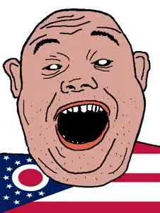 alicia, amerimutt, black sclera, clothes, ear, flag, hair, ohio, open mouth, red shirt