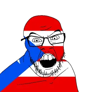 feraljak, angry, flag, glasses, hair, looking at you, mustache, open mouth, puerto rico, soyjak