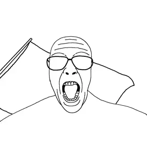 patriotjak, clothes, flag, glasses, looking at you, no eyes, open mouth, soyjak