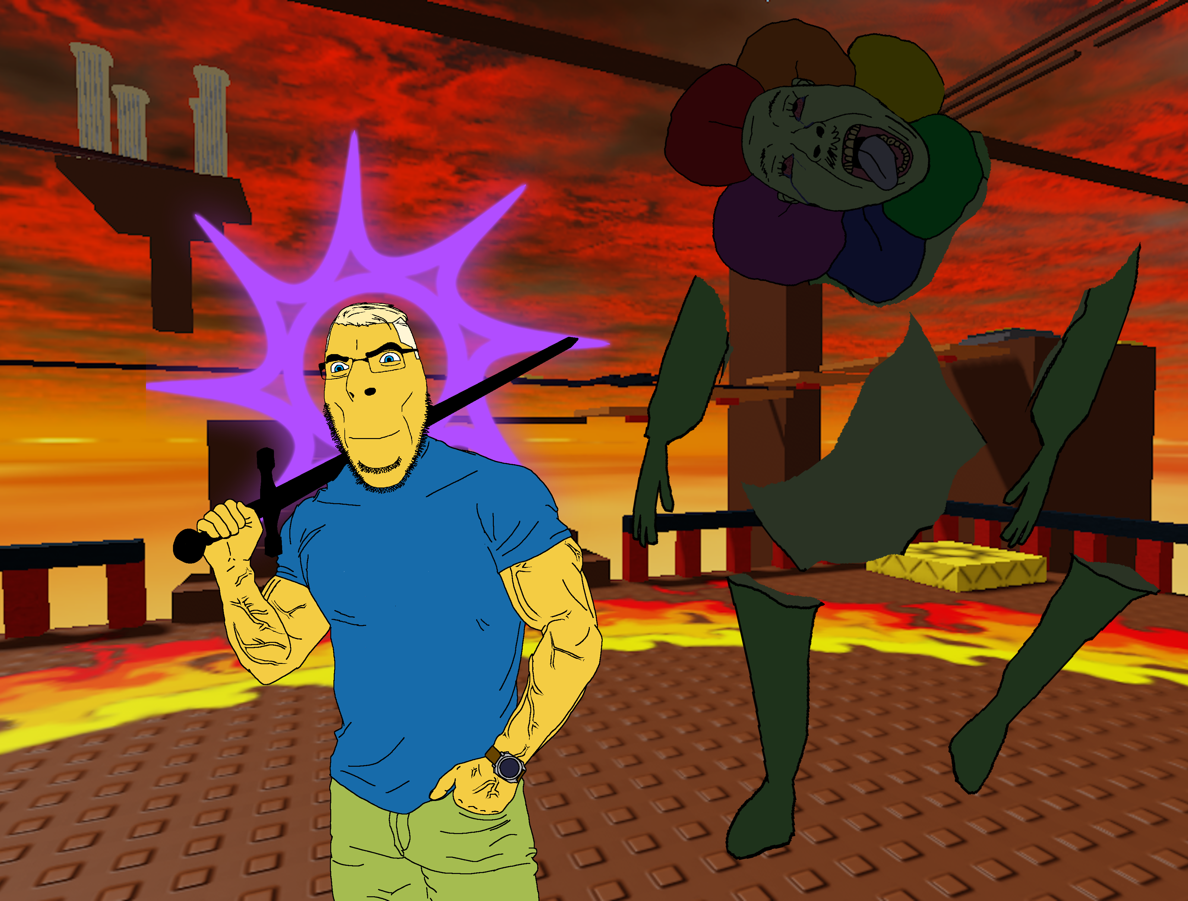 cobson, aryan, 2soyjaks, a10 eyes, ack, blonde hair, bloodshot eyes, blue eyes, blue shirt, buff
