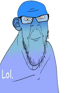 feraljak, blue skin, calm, closed mouth, comic sans, ear, glasses, lol, lol kek kek lmao lmao lmao xd haha, mustache