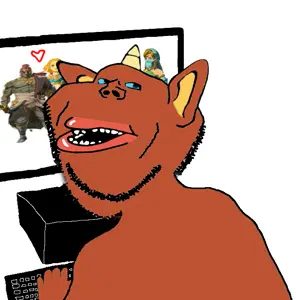 meximutt, blue eyes, computer, goblin, horns, looking at you, nintendo, red skin, video game, the legend of zelda
