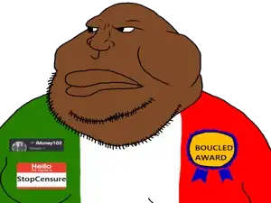 meximutt, award, bald, beard, big lips, brown skin, fat, lips, name tag, obese