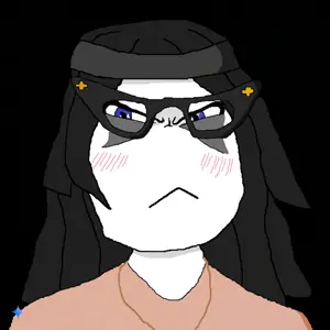 soytan, angry, black background, blue eyes, blush, clothes, glasses, hair, necklace, nigger generated