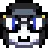 soytan, 1soyjak, blue eyes, closed mouth, clothes, glasses, hair, hat, pixel art, pixelated