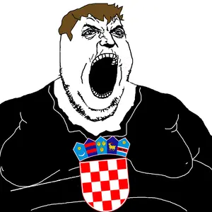 gapejak, punisher face, clothes, country, croat, flag, hair, open mouth, soyjak, stubble