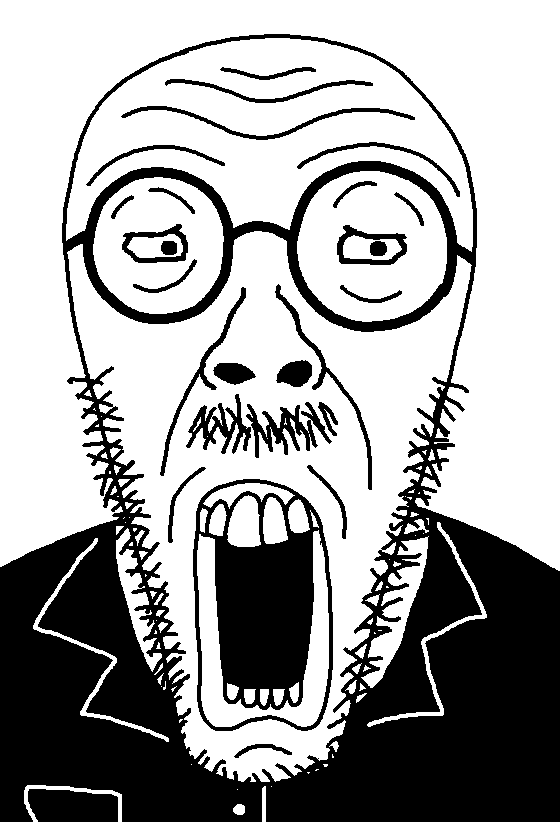 fatbvllorsomething, mentaljak, mentaljak3, glasses, looking at you, mustache, open mouth, shocked, soyjak, stubble
