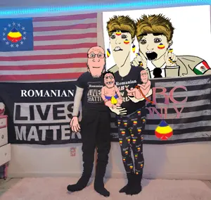 cobson, markiplier soyjak, baby, biting lip, cuck, distorted, earring, flag, hands, kris kane