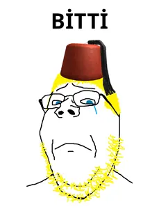 gapejak, wholesome soyjak, its over, blonde hair, blue eyes, crying, deluxe fez (roblox accessory), fez, glasses, hair