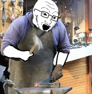 soyak, arm, forging, glasses, hands, holding object, open mouth, soyjak, stubble