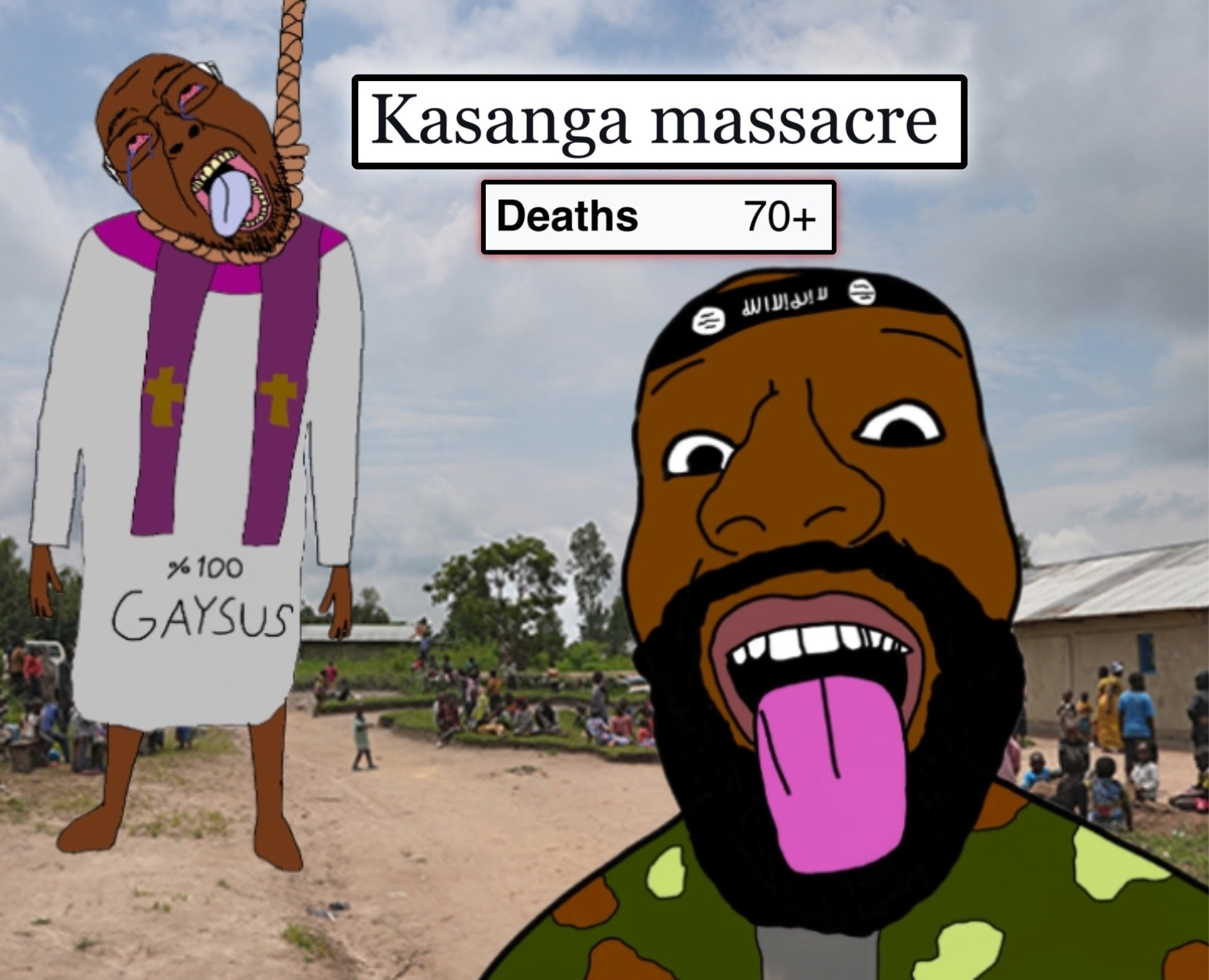 bernd, hanging troonjak, troonjak, ack, africa, allah, allah is non existent, beard, black skin, bloodshot eyes