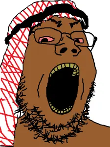 gapejak, arab, brown skin, hairy, islam, keffiyeh, red eyes, religion, unibrow, yellow teeth