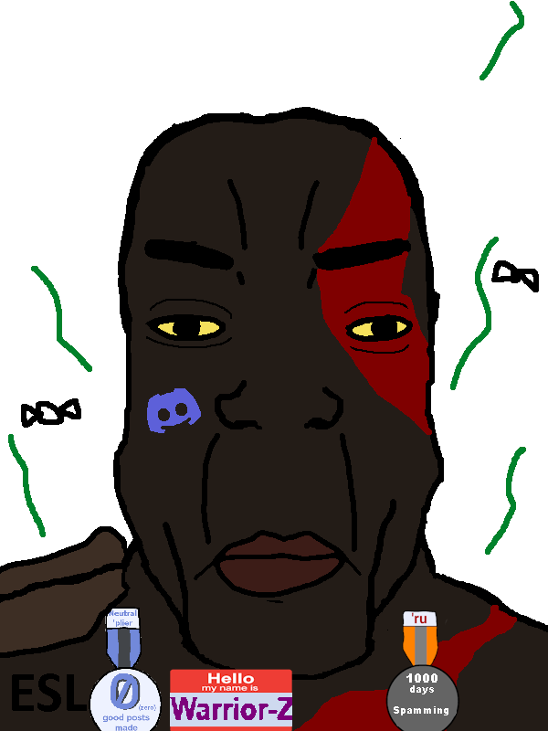 esl fnf pedo, kratos, chudjak, markiplier soyjak, chudplier, award, discord, discord logo facial mark, esl, name tag