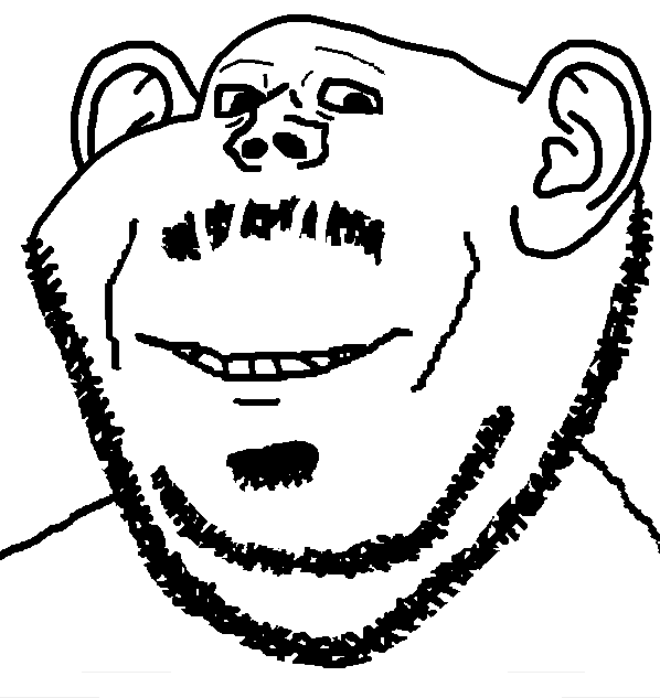 impish soyak ears, felix, hide the pain impish, 1soyjak, bald, beard, black eyes, depressed, dispair, eyebrows