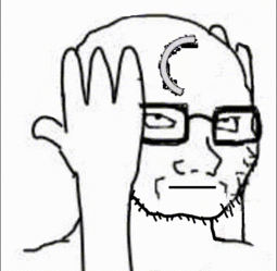 soyak, 1soyjak, animated, arm, bald, closed mouth, covering ears, glasses, glitch, hands