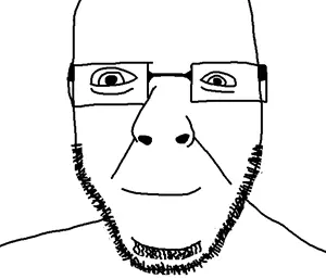 cobson, glasses, no eyebrows, smileson, soyjak